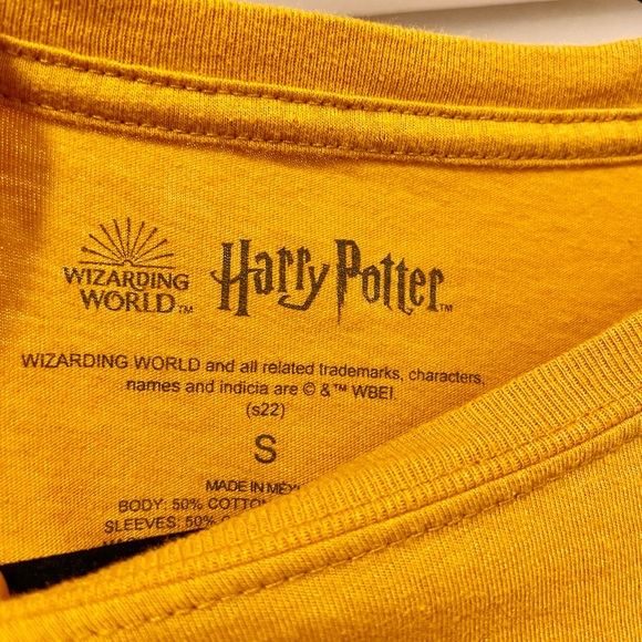 Harry Potter Hufflepuff Graphic Tee Long Sleeve Golden T Shirt - Picture 3 of 7